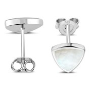 Large Mother of Pearl Triangle Stud Silver Earrings, e325